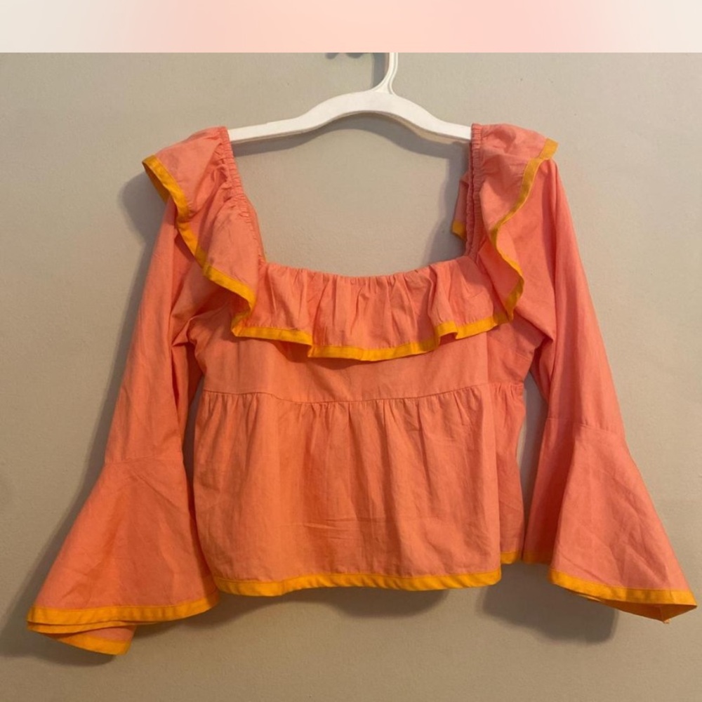 Anthropologie Peach Blouse with orange Accents
